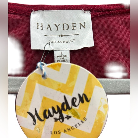 Hayden Los Angeles Crushed Velvet Babydoll Mini Dress Maroon Chevron Yoke Size L - Picture 2 of 3